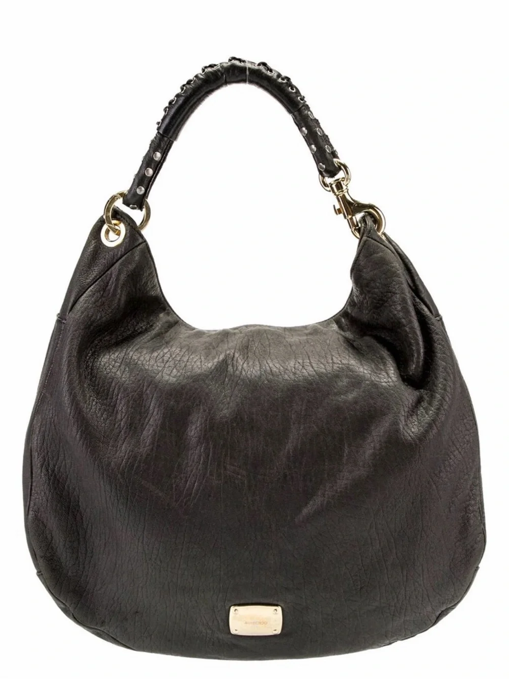 Jimmy Choo Black Leather Hobo with Gold Hardware